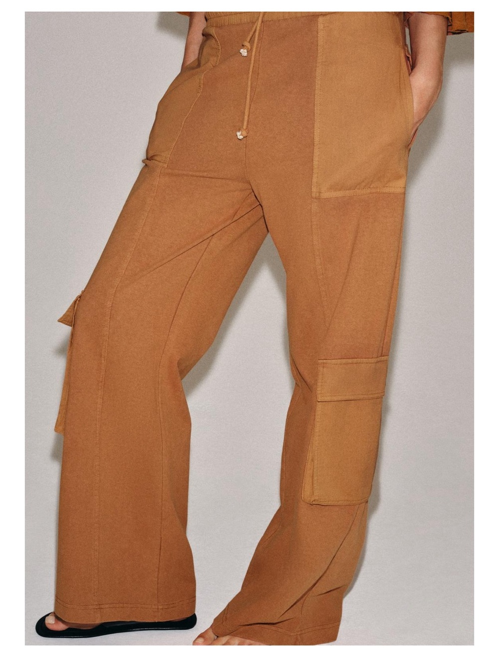 Zara Washed-Effect Cargo Pants Burnt Orange Size Small - Picture 5 of 11